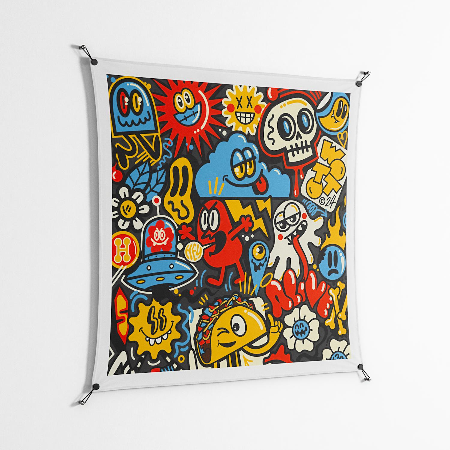 Vector Hell - Work On Wall - Craig Watkins - Black - 140 x 140 cm