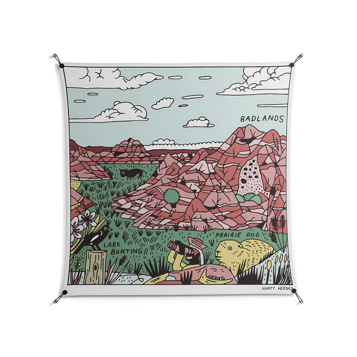 Badlands - Work On Wall - Wyatt Hersey - Black - 140 x 140 cm
