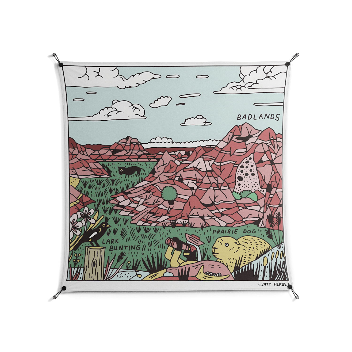 Badlands - Work On Wall - Wyatt Hersey - Black - 140 x 140 cm
