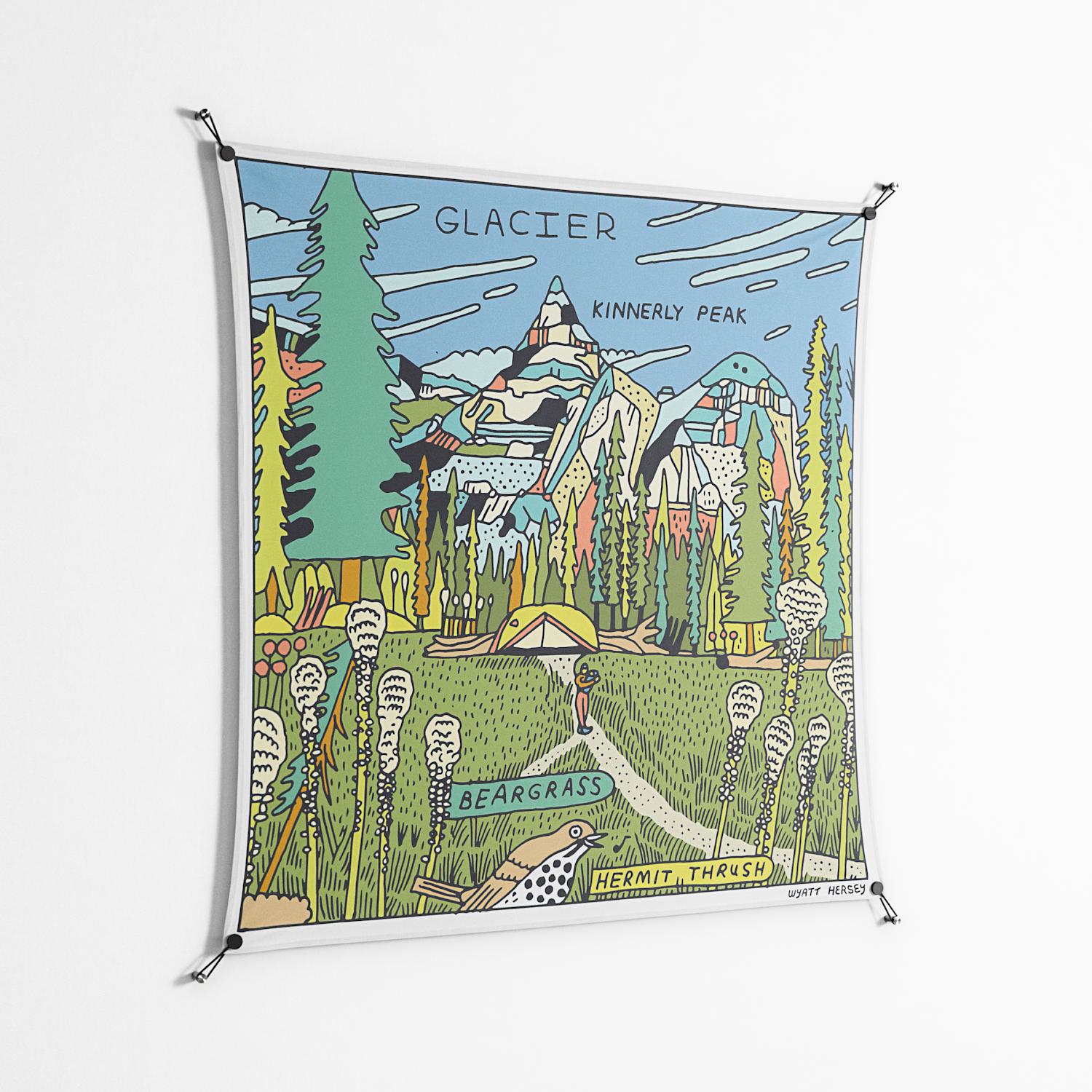 Glacier - Work On Wall - Wyatt Hersey - Black - 140 x 140 cm