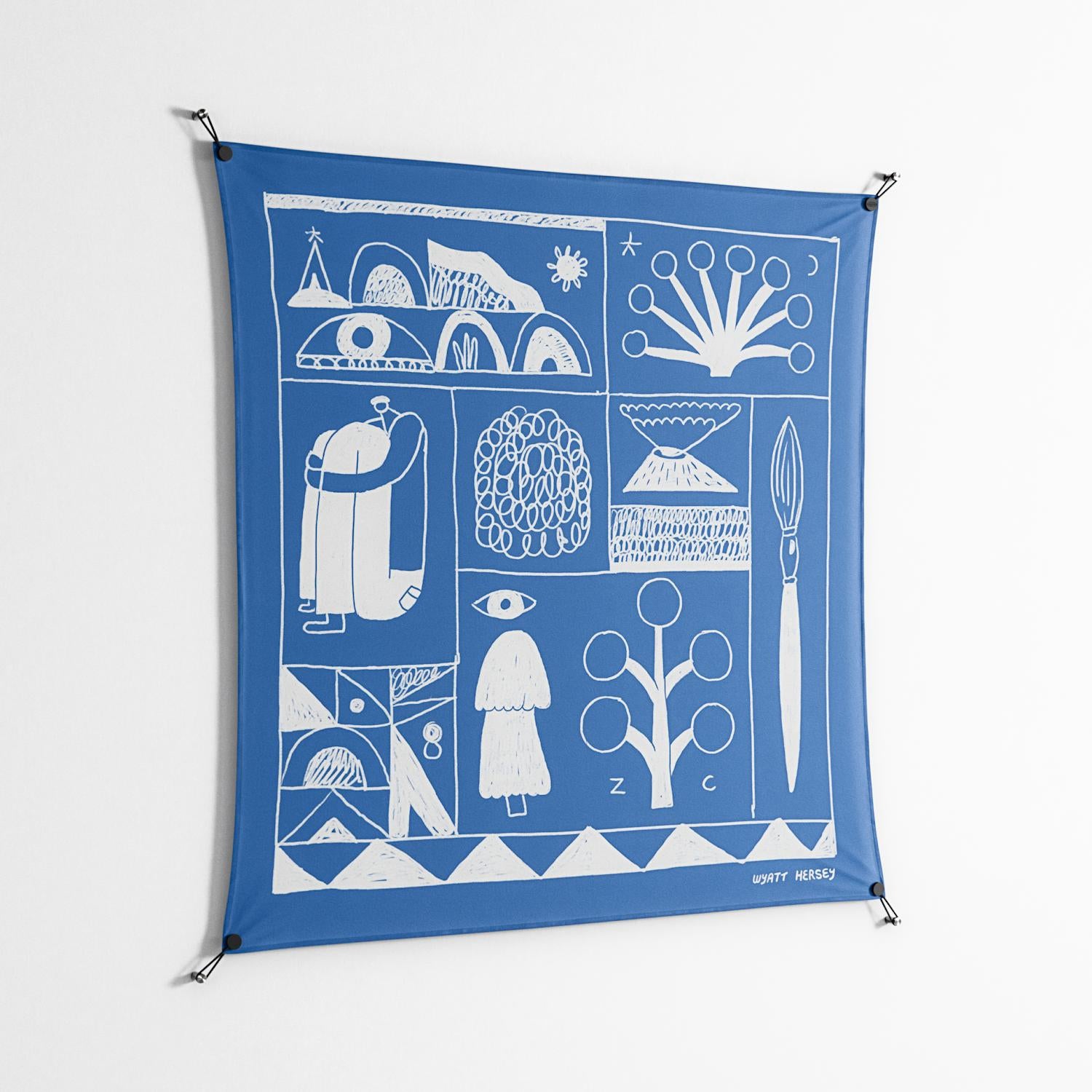 Tapestry - Work On Wall - Wyatt Hersey - Black - 140 x 140 cm