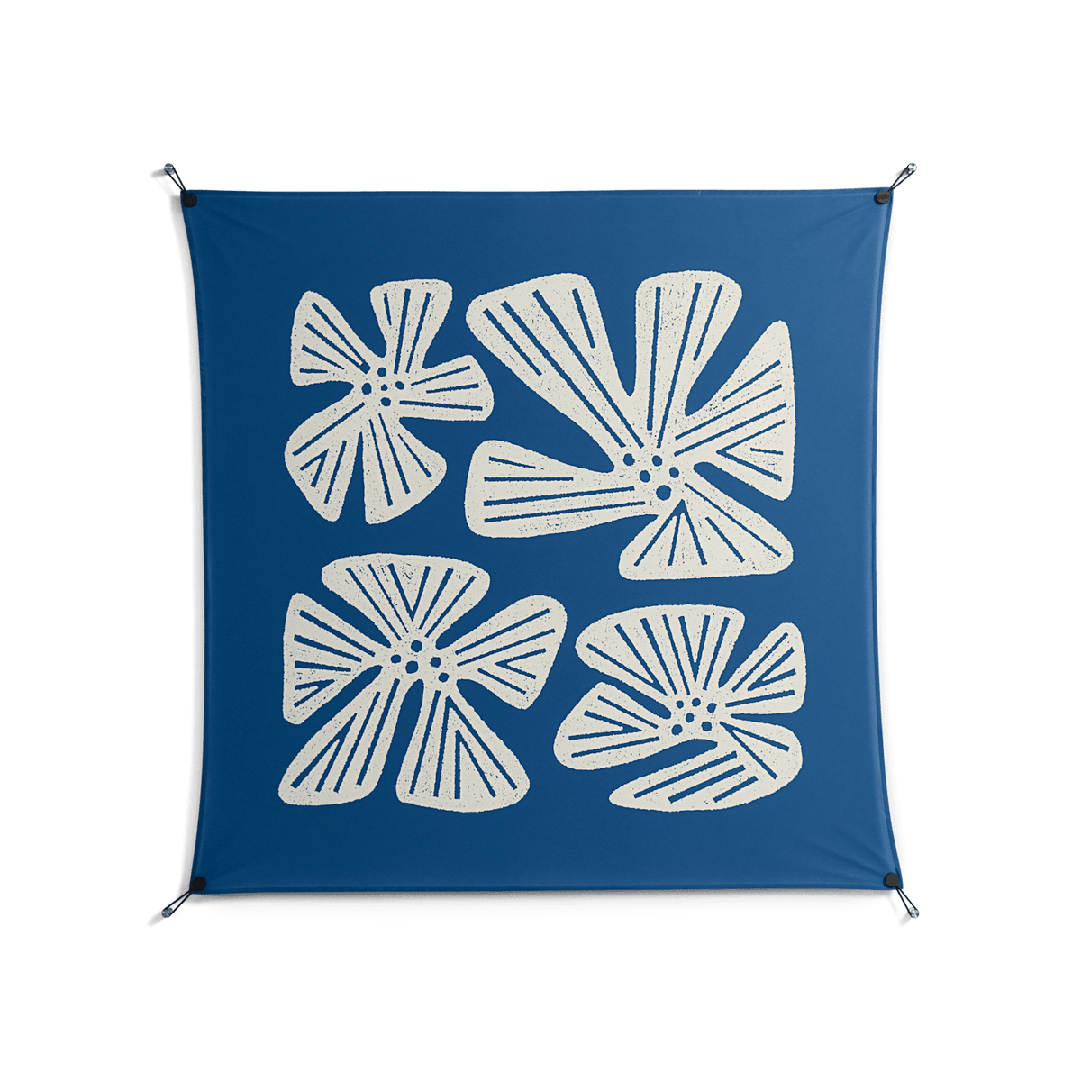 Blue Flower - Work On Wall - Magda March - Black - 140 x 140 cm