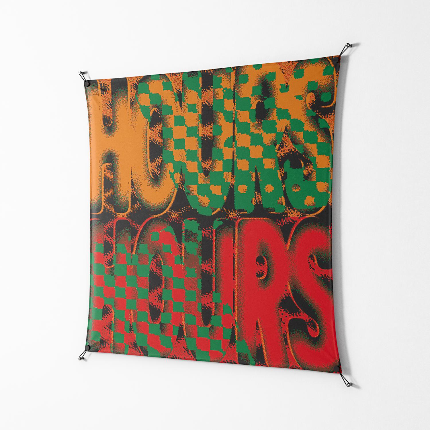 Hours - Work On Wall - Oluwasheyi Adebayo - Black - 140 x 140 cm