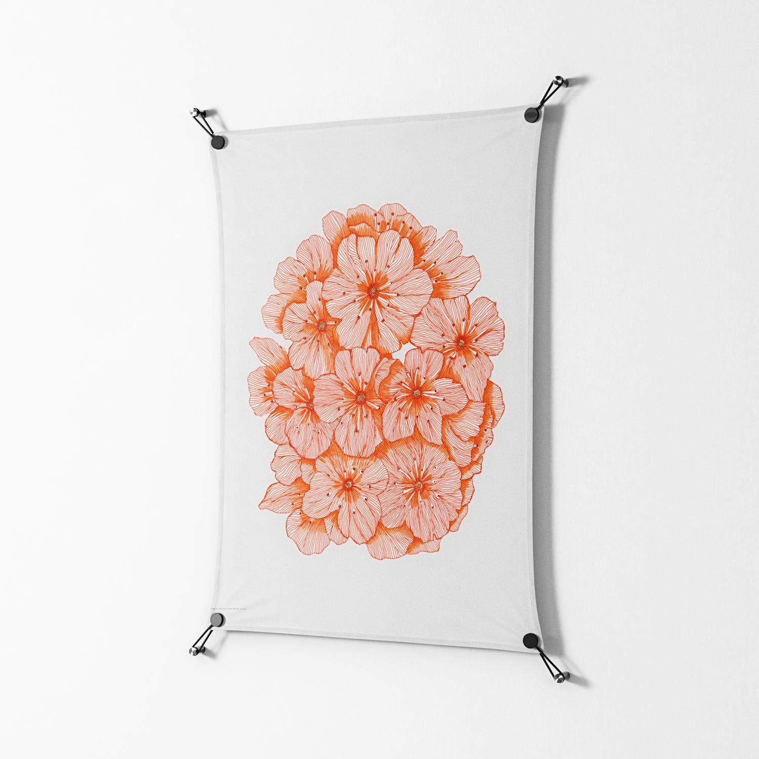 Orange Flowers 1 - Work On Wall - Katie O’Shea - Black - 70 x 100 cm
