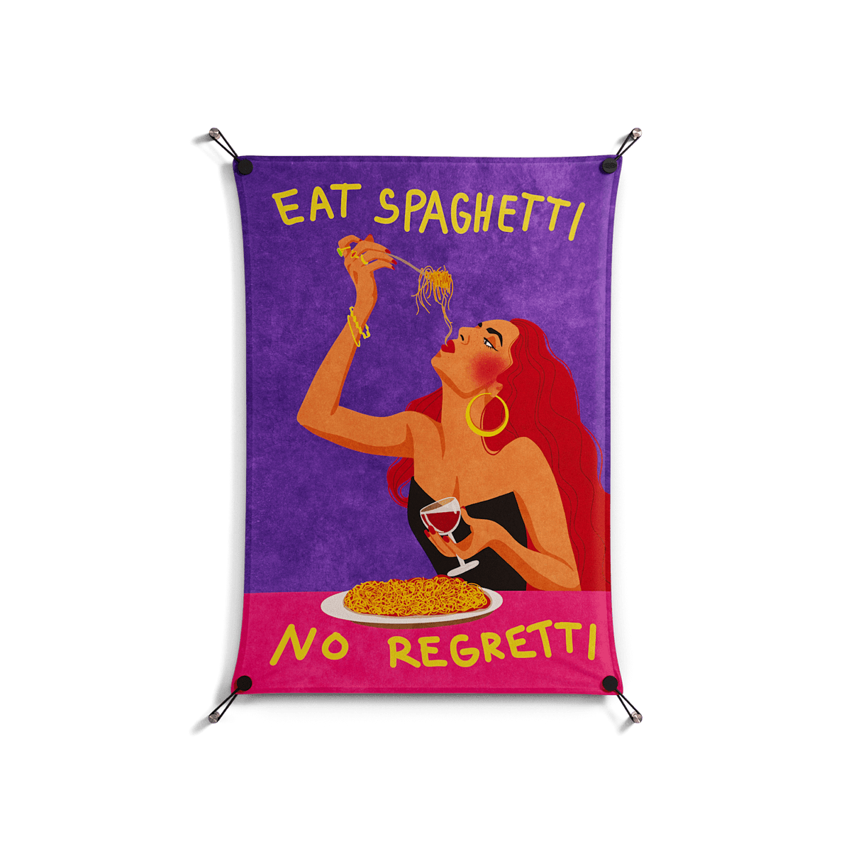 Eat Spaghetti No Regretti - Work On Wall - Raissa Oltmanns - Black - 70 x 100 cm