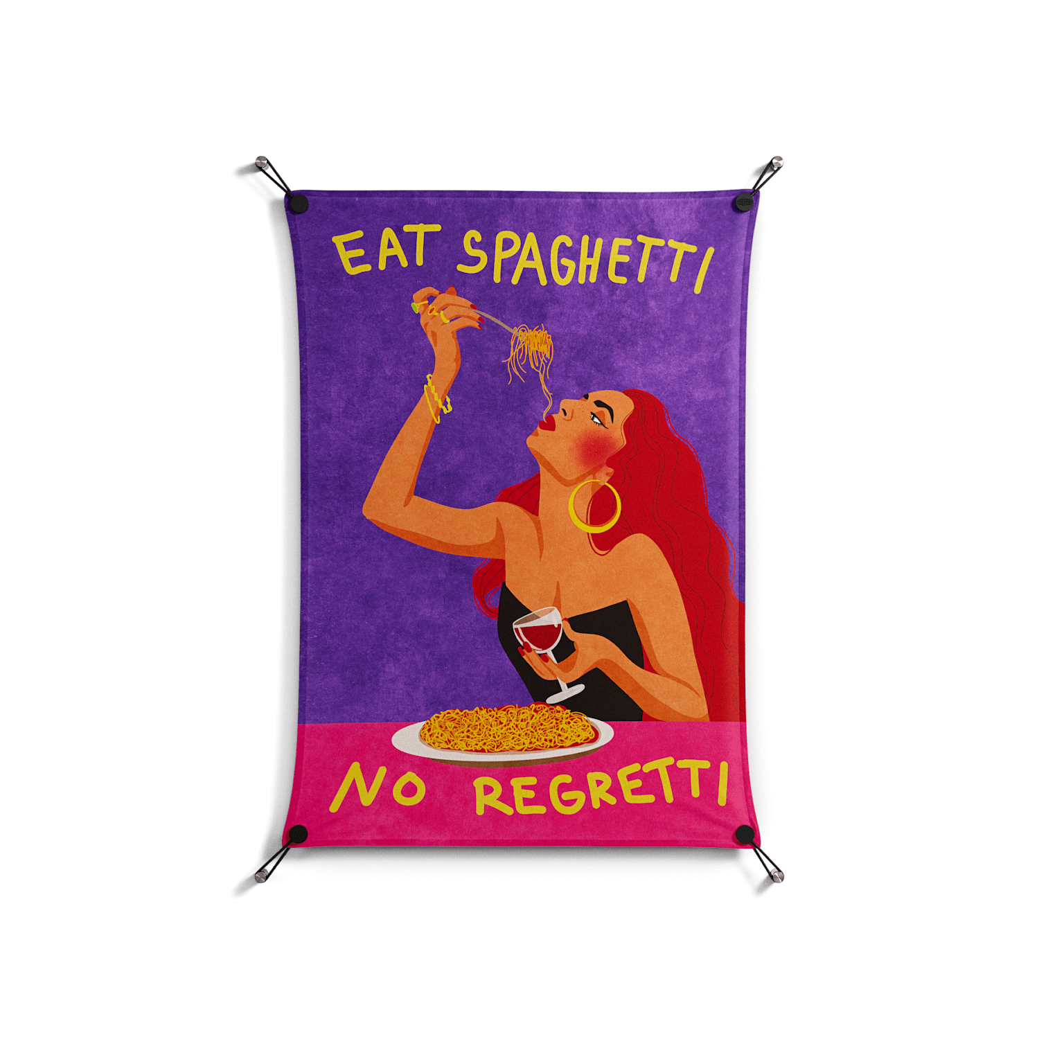 Eat Spaghetti No Regretti - Work On Wall - Raissa Oltmanns - Black - 70 x 100 cm
