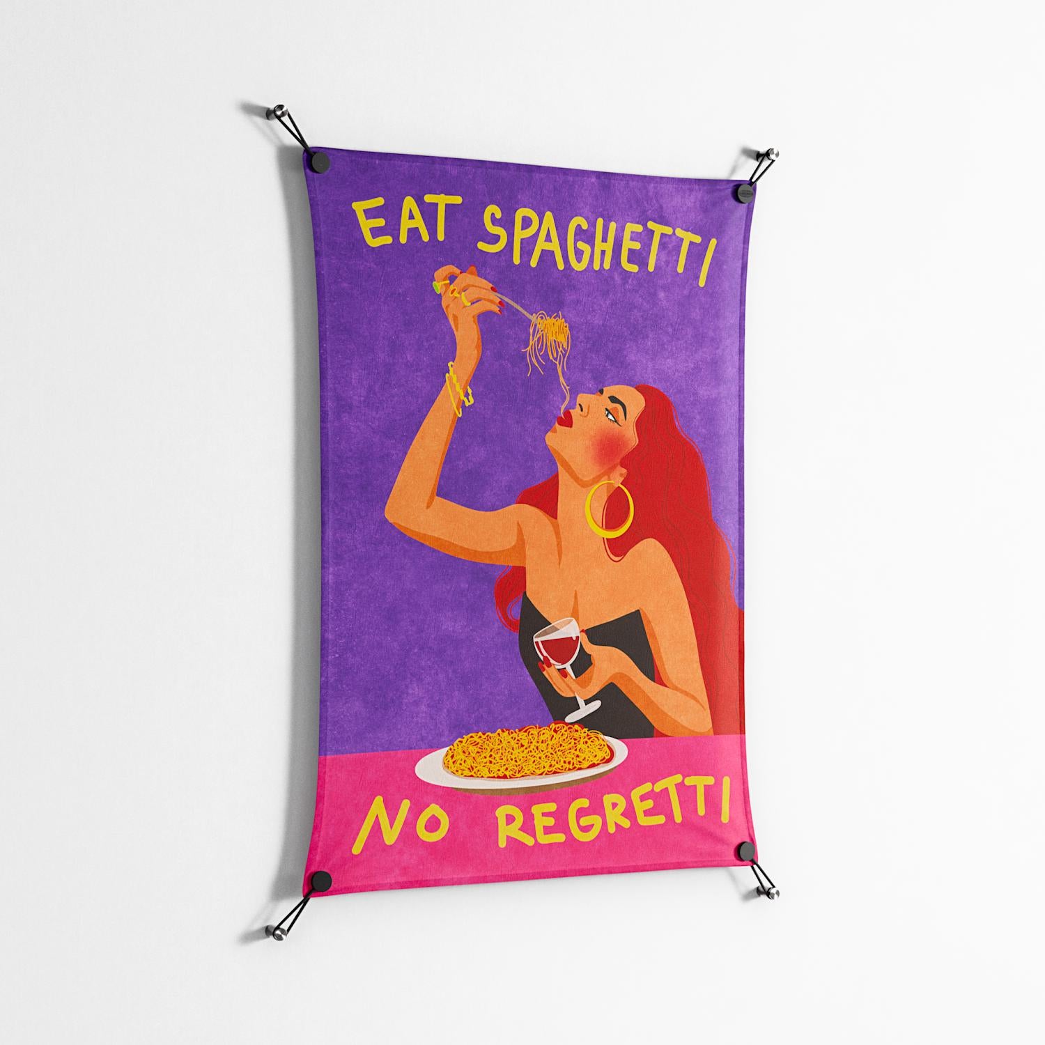 Eat Spaghetti No Regretti - Work On Wall - Raissa Oltmanns - Black - 70 x 100 cm