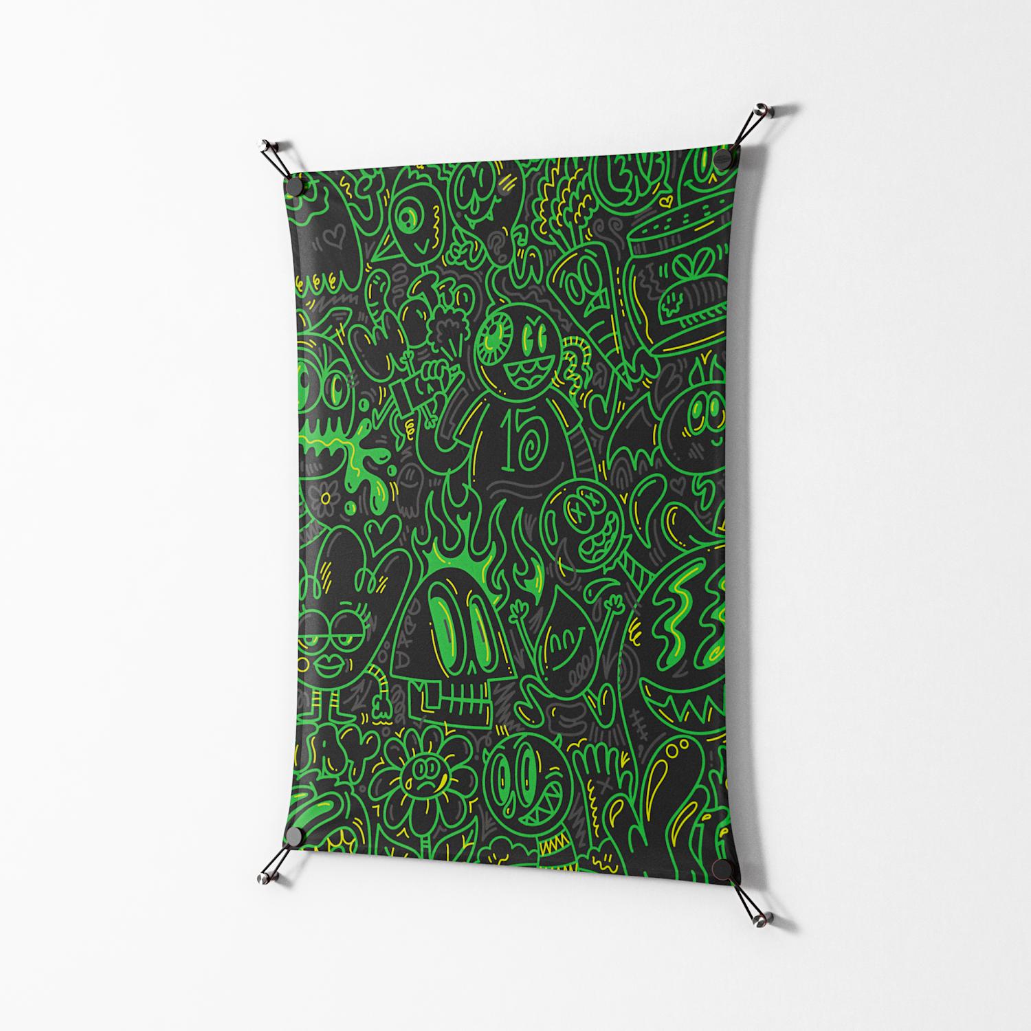 Wottosque Green - Work On Wall - Craig Watkins - Black - 70 x 100 cm