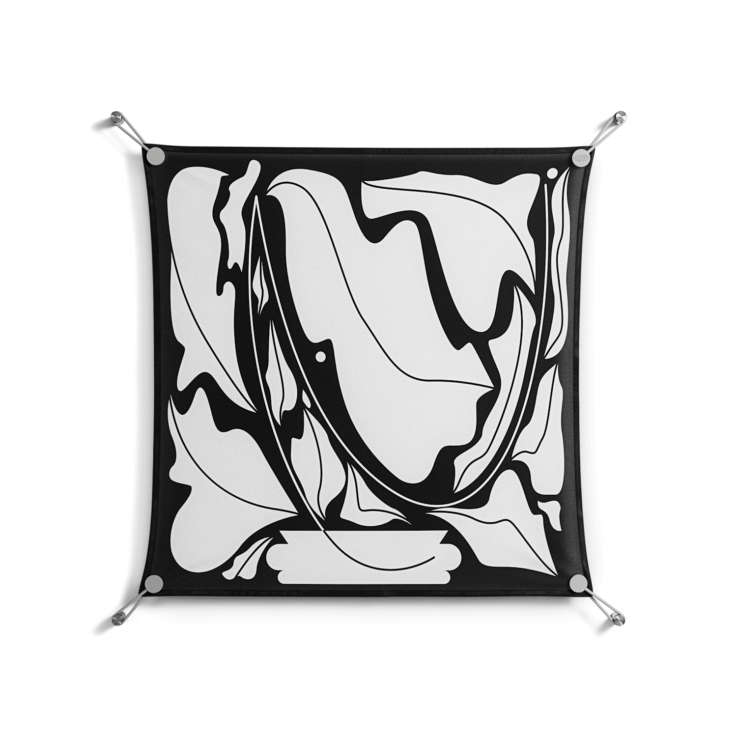 White Flowers - Work On Wall - Konrad Blaszczyk - Silver - 70 x 70 cm