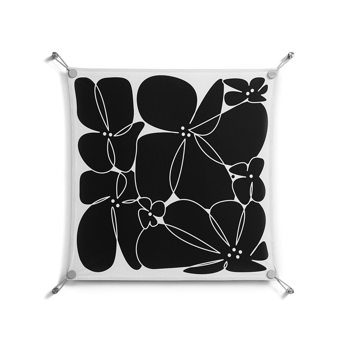 Black Flowers - Work On Wall - Konrad Blaszczyk - Silver - 70 x 70 cm