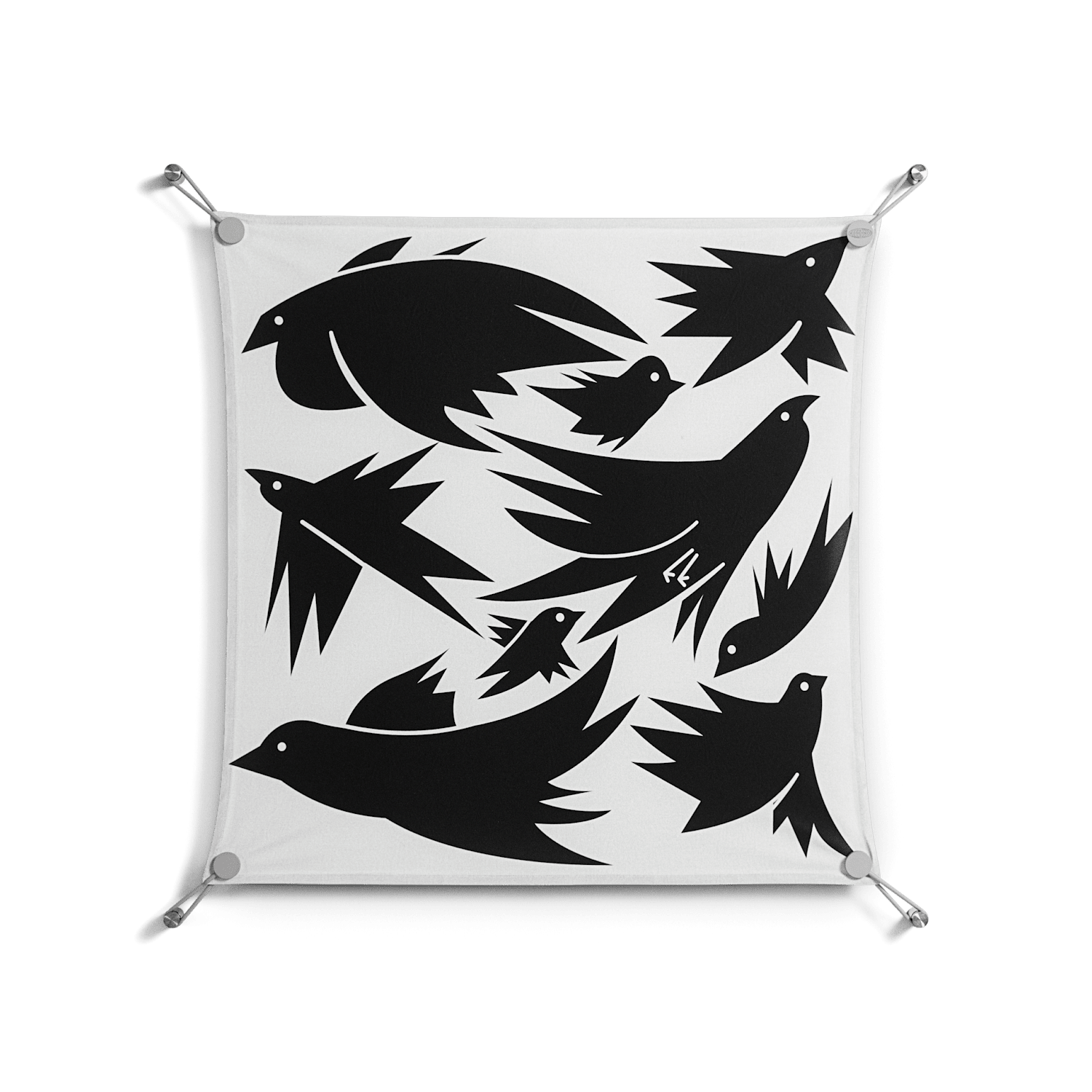 Black Birds - Work On Wall - Konrad Blaszczyk - Silver - 70 x 70 cm