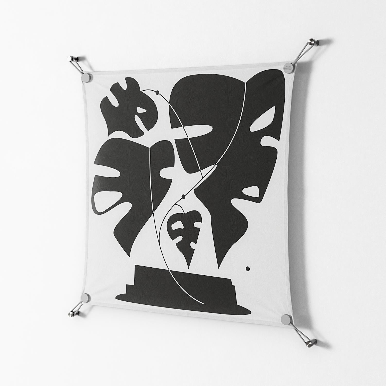 Monstera - Work On Wall - Konrad Blaszczyk - Silver - 70 x 70 cm
