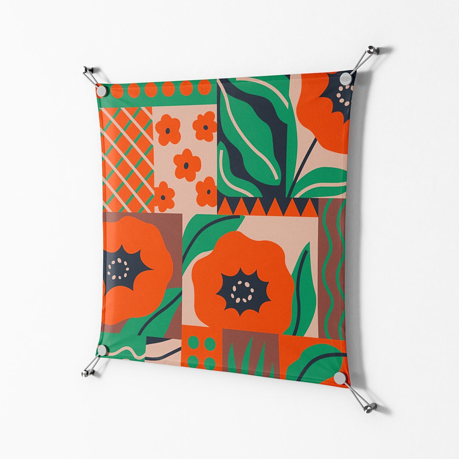 Flower B - Work On Wall - Heather Zhou - Silver - 70 x 70 cm