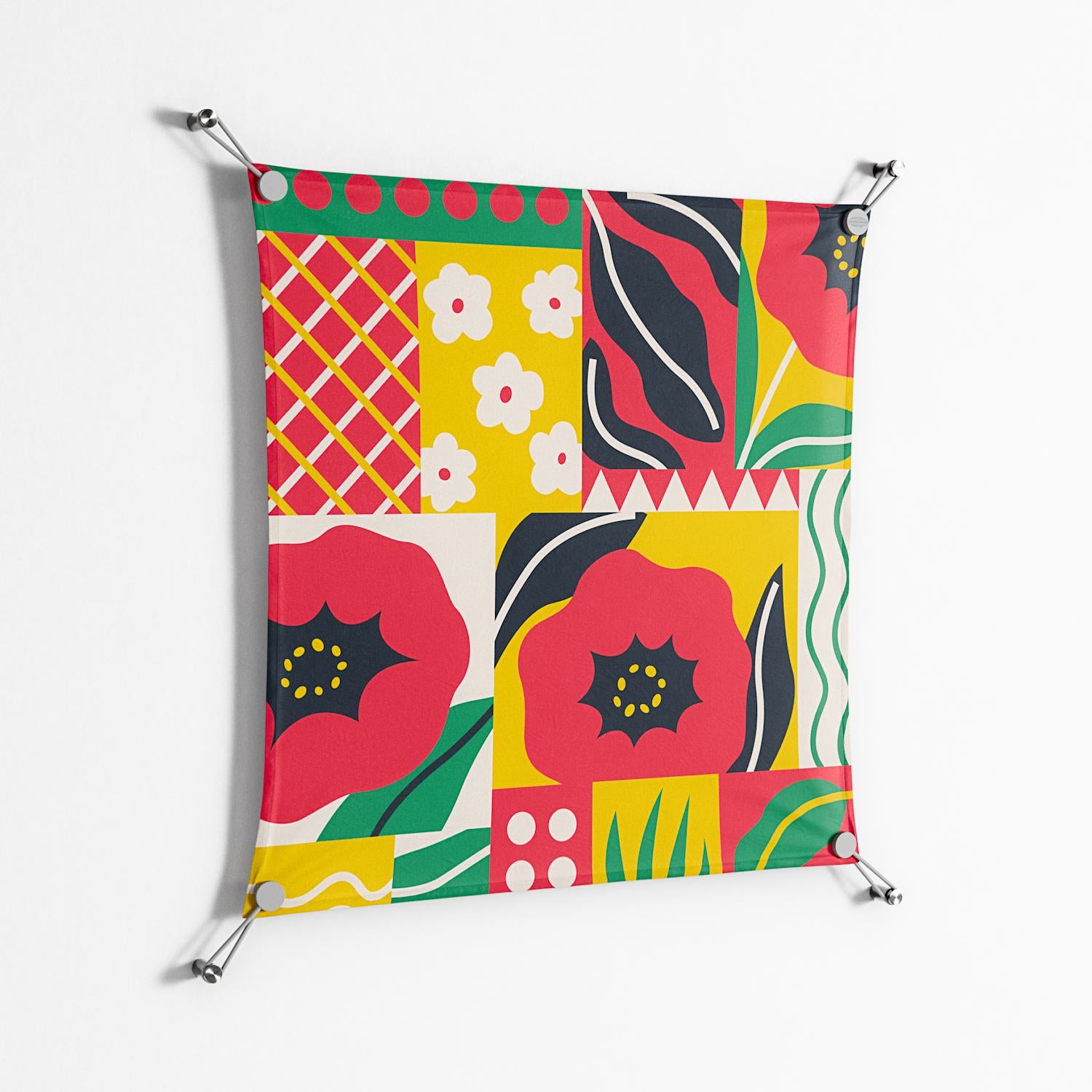 Flower C - Work On Wall - Heather Zhou - Silver - 70 x 70 cm