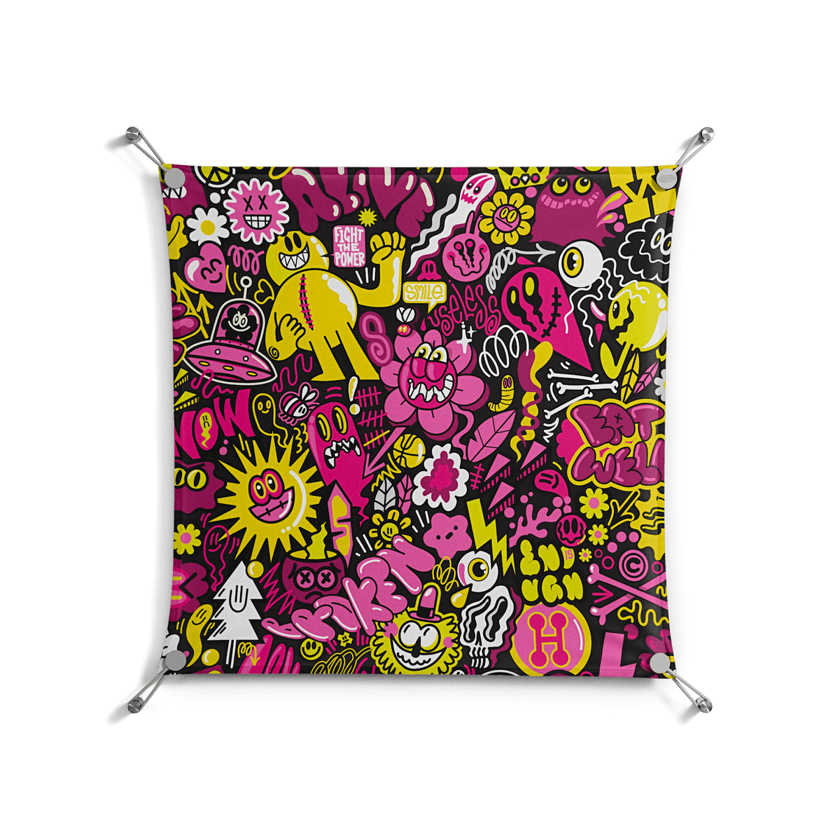 Pinky & Yellow - Work On Wall - Craig Watkins - Silver - 70 x 70 cm