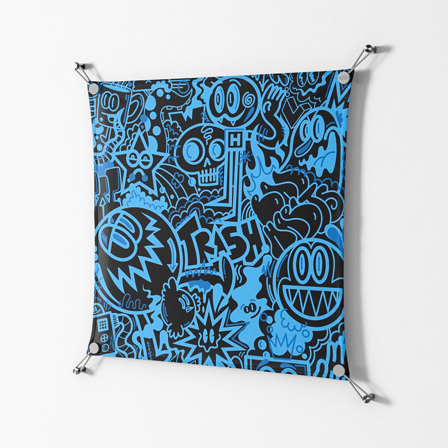 The Blue Line - Work On Wall - Craig Watkins - Silver - 70 x 70 cm