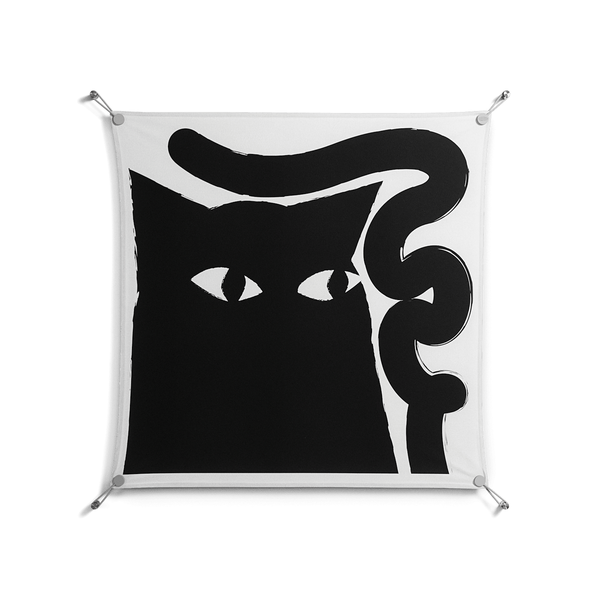 Black Cat - Work On Wall - Konrad Blaszczyk - Silver - 90 x 90 cm