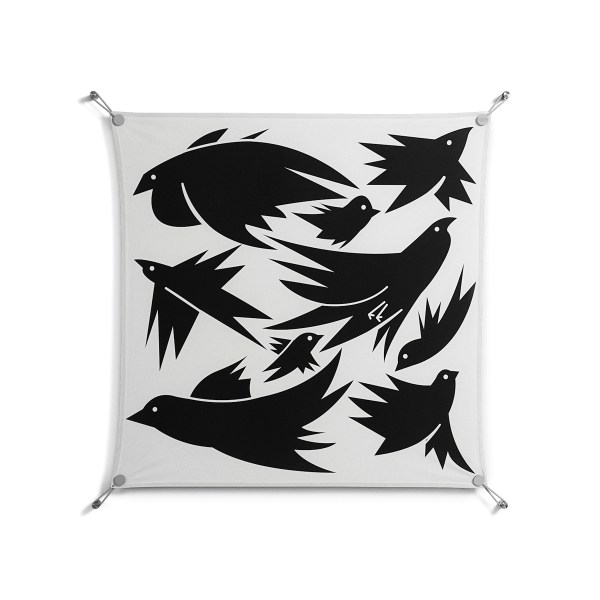 Black Birds - Work On Wall - Konrad Blaszczyk - Silver - 90 x 90 cm