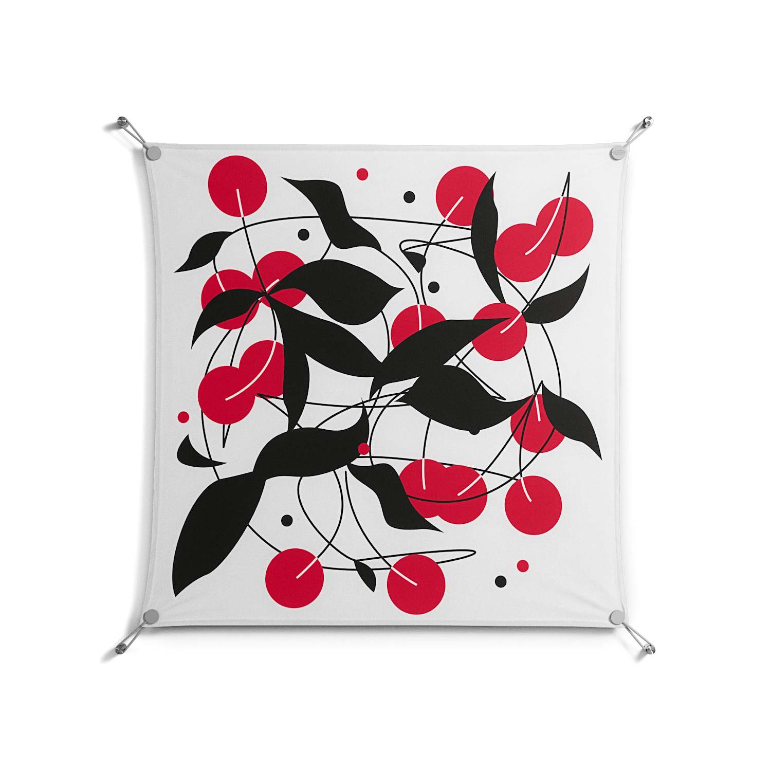 Cherry - Work On Wall - Konrad Blaszczyk - Silver - 90 x 90 cm