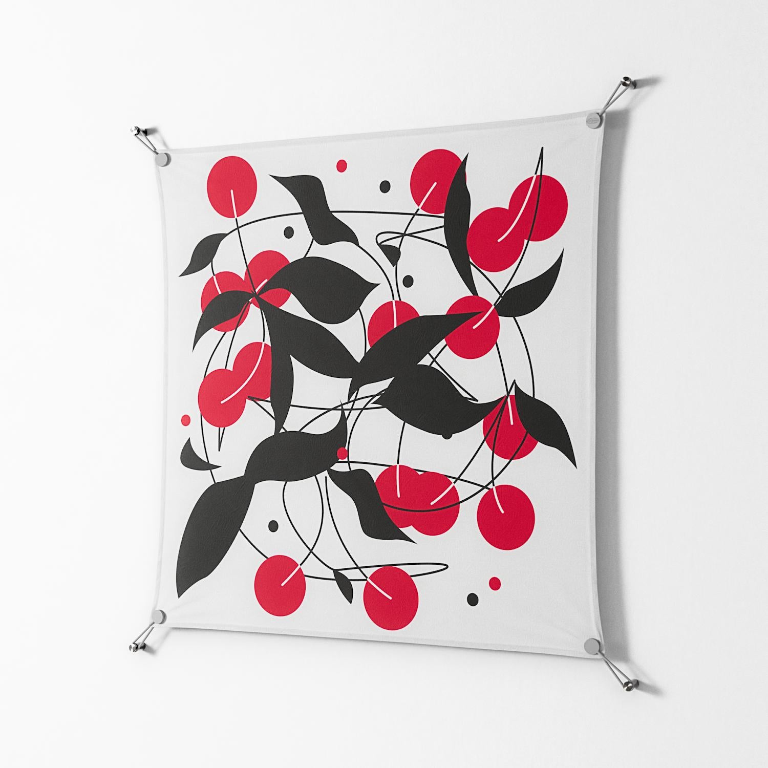 Cherry - Work On Wall - Konrad Blaszczyk - Silver - 90 x 90 cm