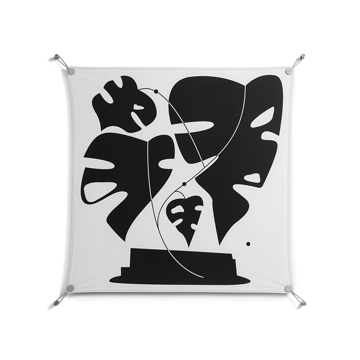 Monstera - Work On Wall - Konrad Blaszczyk - Silver - 90 x 90 cm