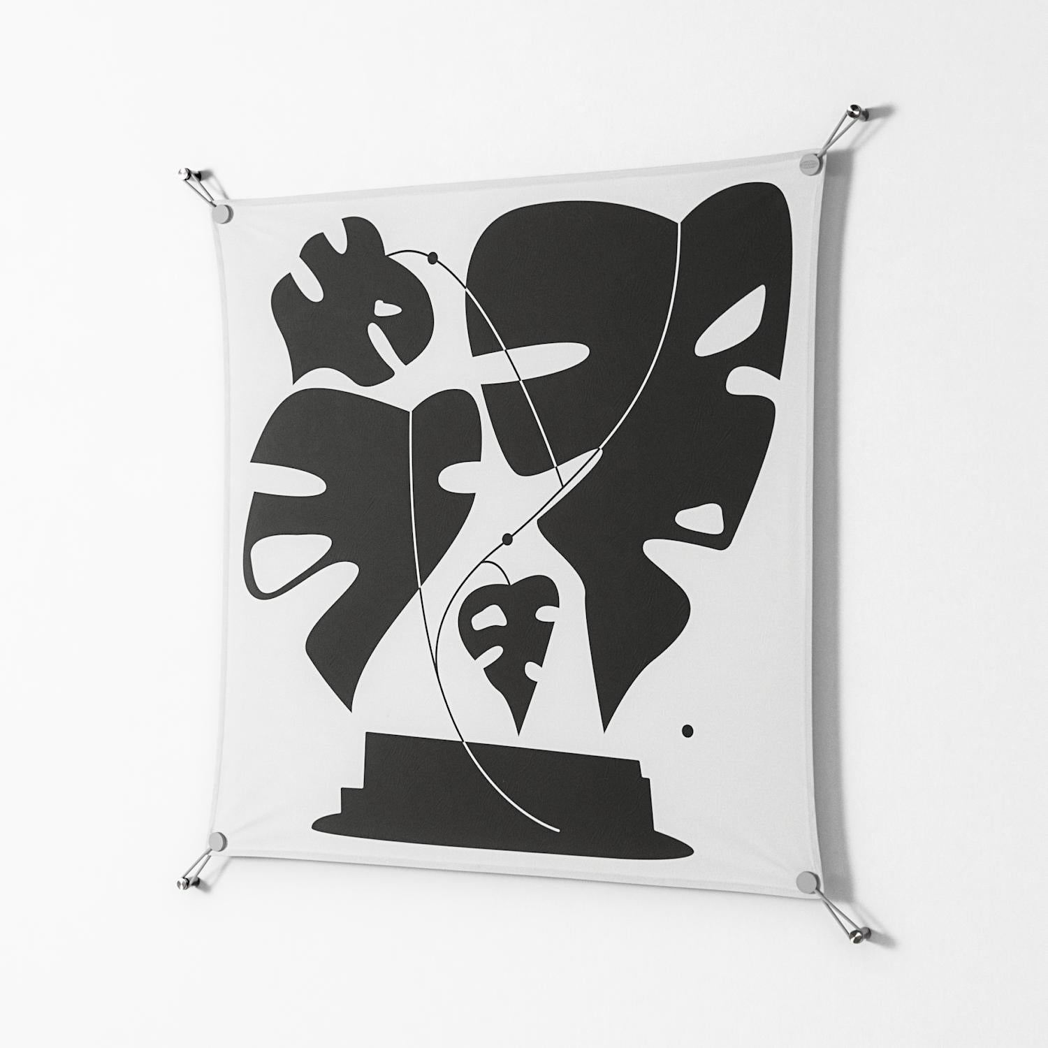 Monstera - Work On Wall - Konrad Blaszczyk - Silver - 90 x 90 cm
