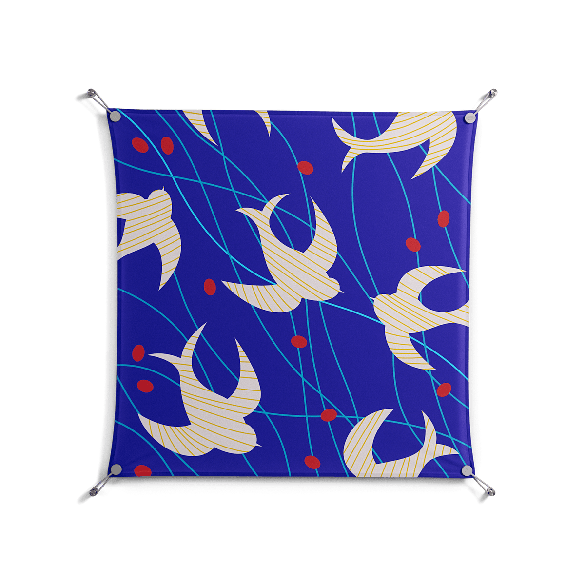 Birds A - Work On Wall - Heather Zhou - Silver - 90 x 90 cm