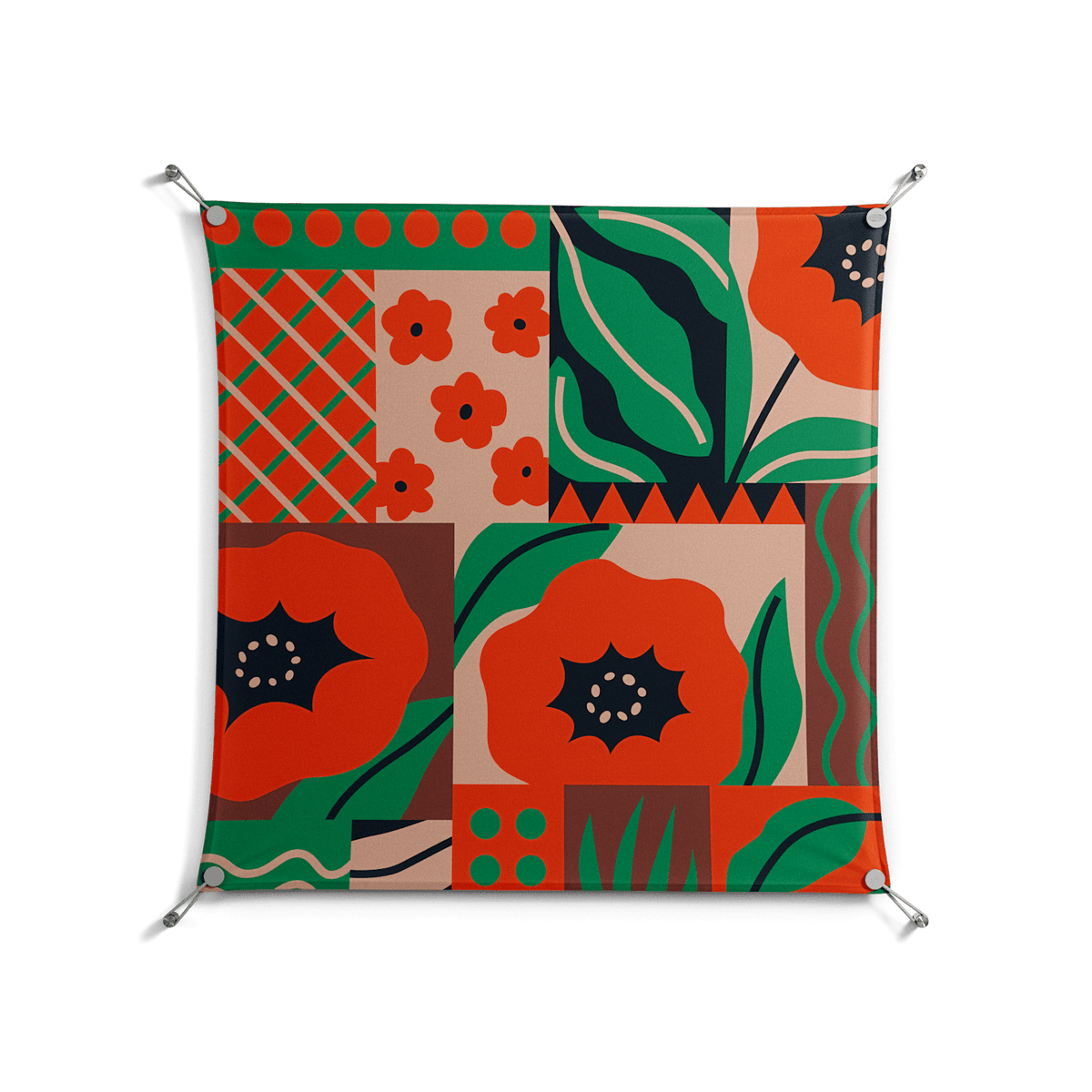Flower B - Work On Wall - Heather Zhou - Silver - 90 x 90 cm
