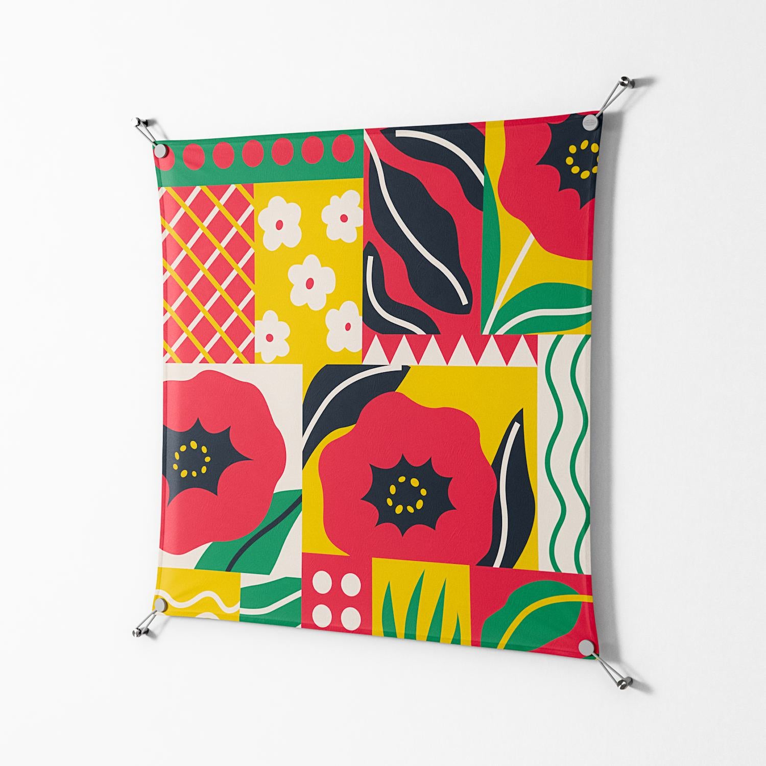 Flower C - Work On Wall - Heather Zhou - Silver - 90 x 90 cm
