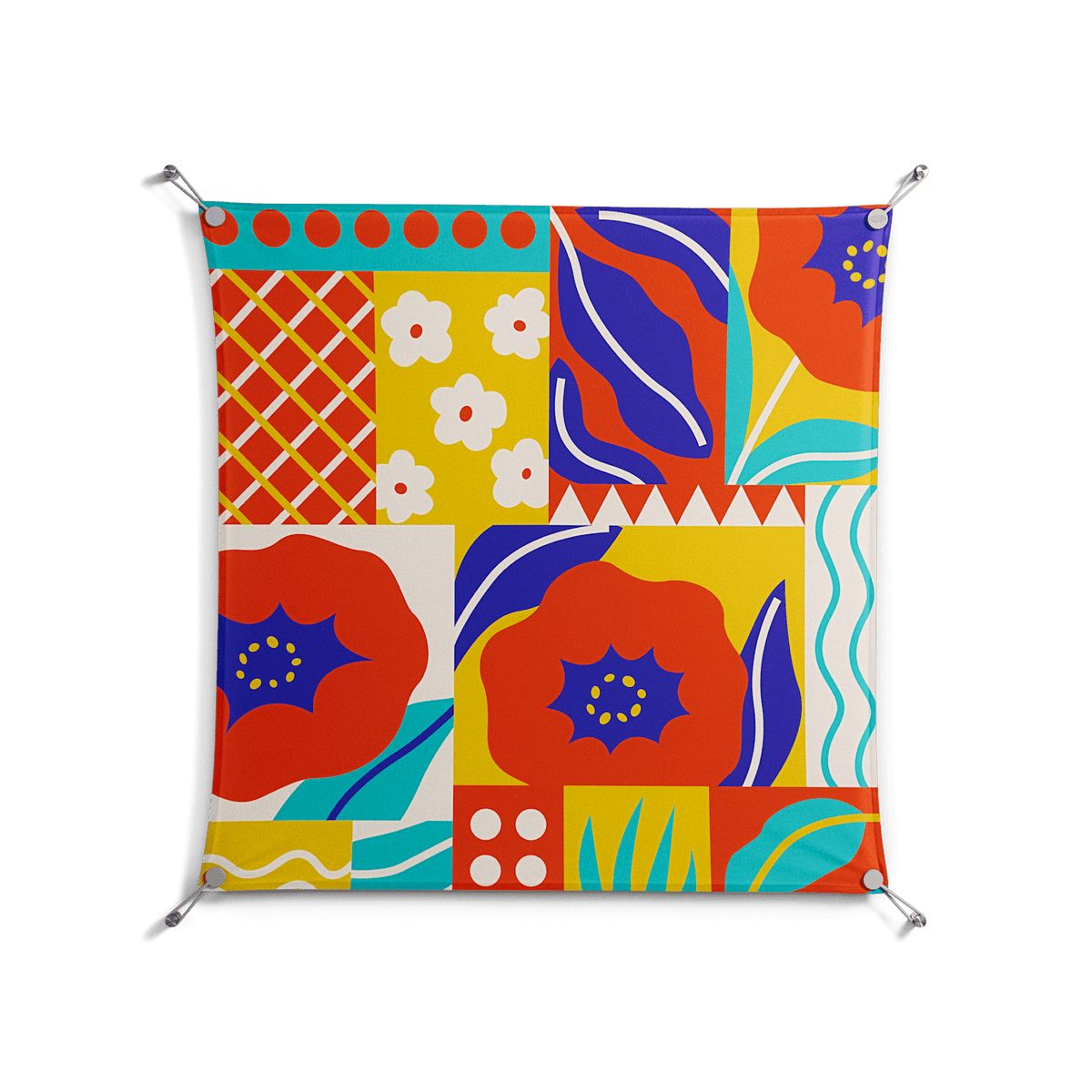 Flower A - Work On Wall - Heather Zhou - Silver - 90 x 90 cm