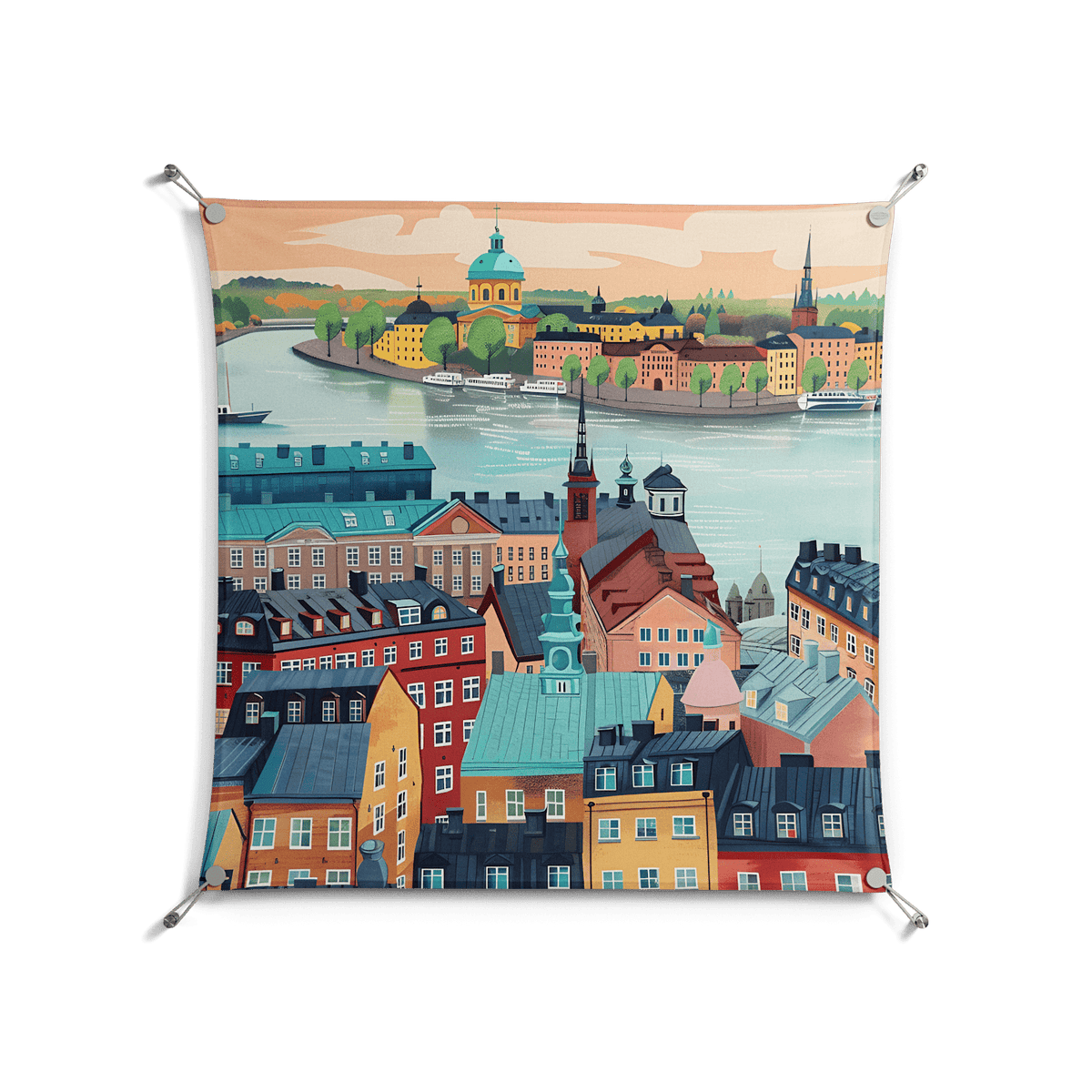Gamla Stan - Work On Wall - Nur Rydberg - Silver - 90 x 90 cm
