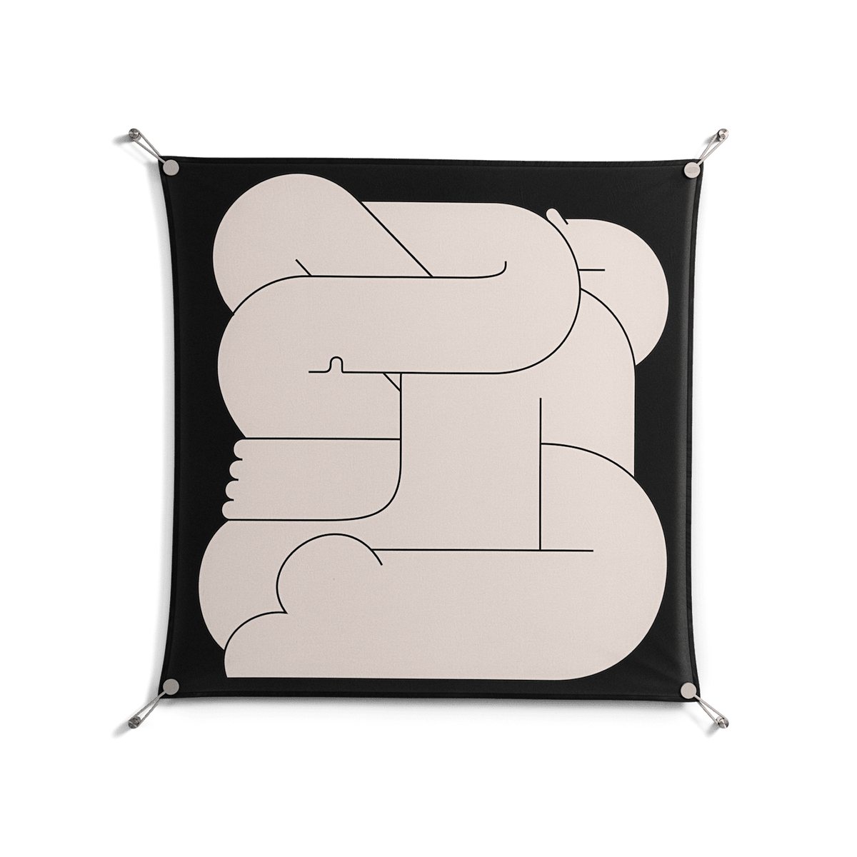 Hug 1 - Work On Wall - Andrea Devia-Nuño - Silver - 90 x 90 cm
