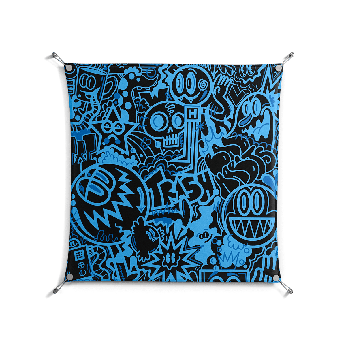 The Blue Line - Work On Wall - Craig Watkins - Silver - 90 x 90 cm