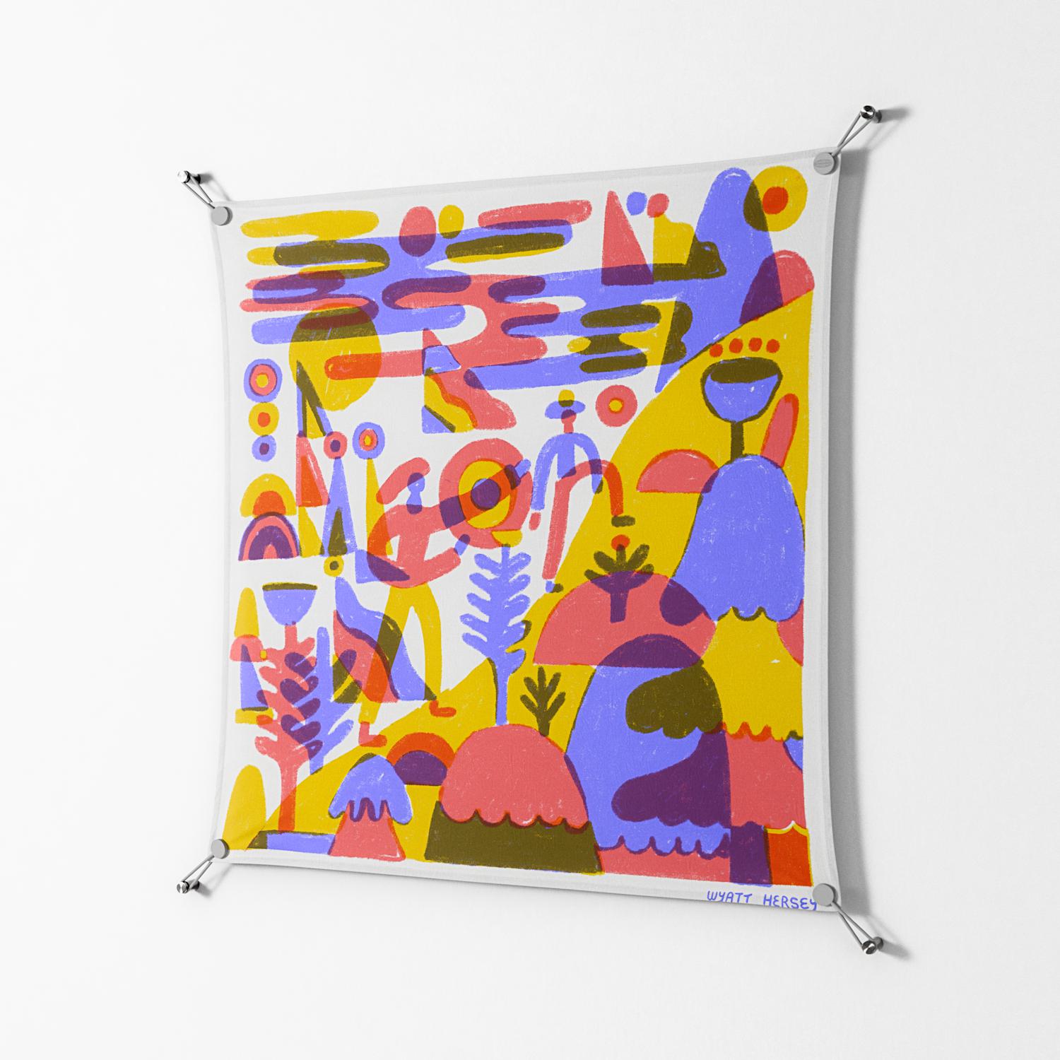 Family Hike - Work On Wall - Wyatt Hersey - Silver - 90 x 90 cm
