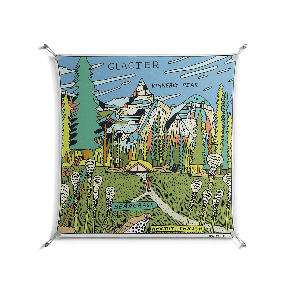 Glacier - Work On Wall - Wyatt Hersey - Silver - 90 x 90 cm