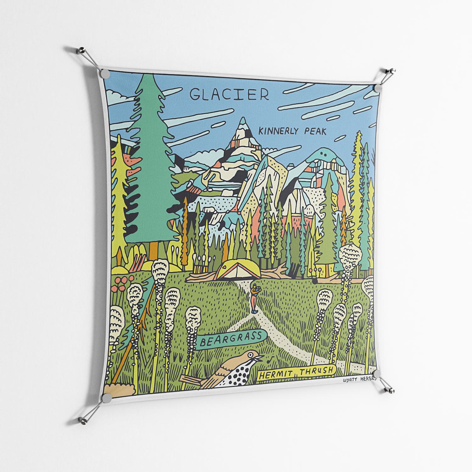 Glacier - Work On Wall - Wyatt Hersey - Silver - 90 x 90 cm