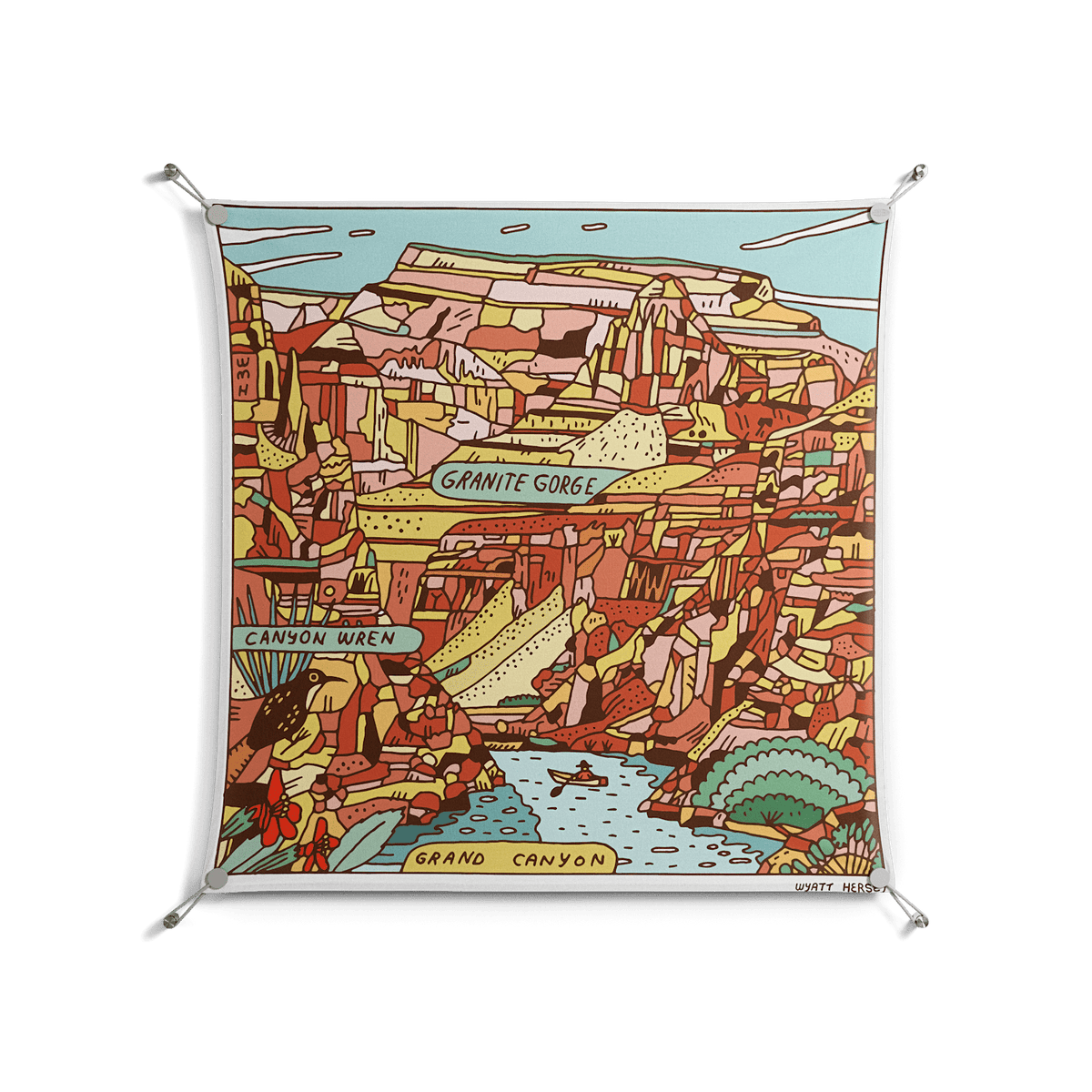 Grand Canyon - Work On Wall - Wyatt Hersey - Silver - 90 x 90 cm