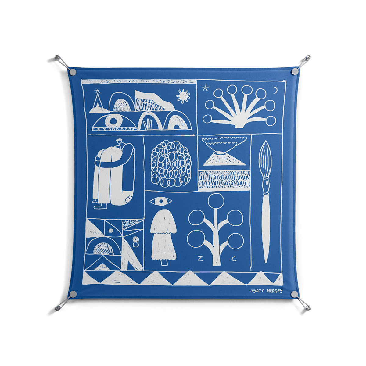 Tapestry - Work On Wall - Wyatt Hersey - Silver - 90 x 90 cm