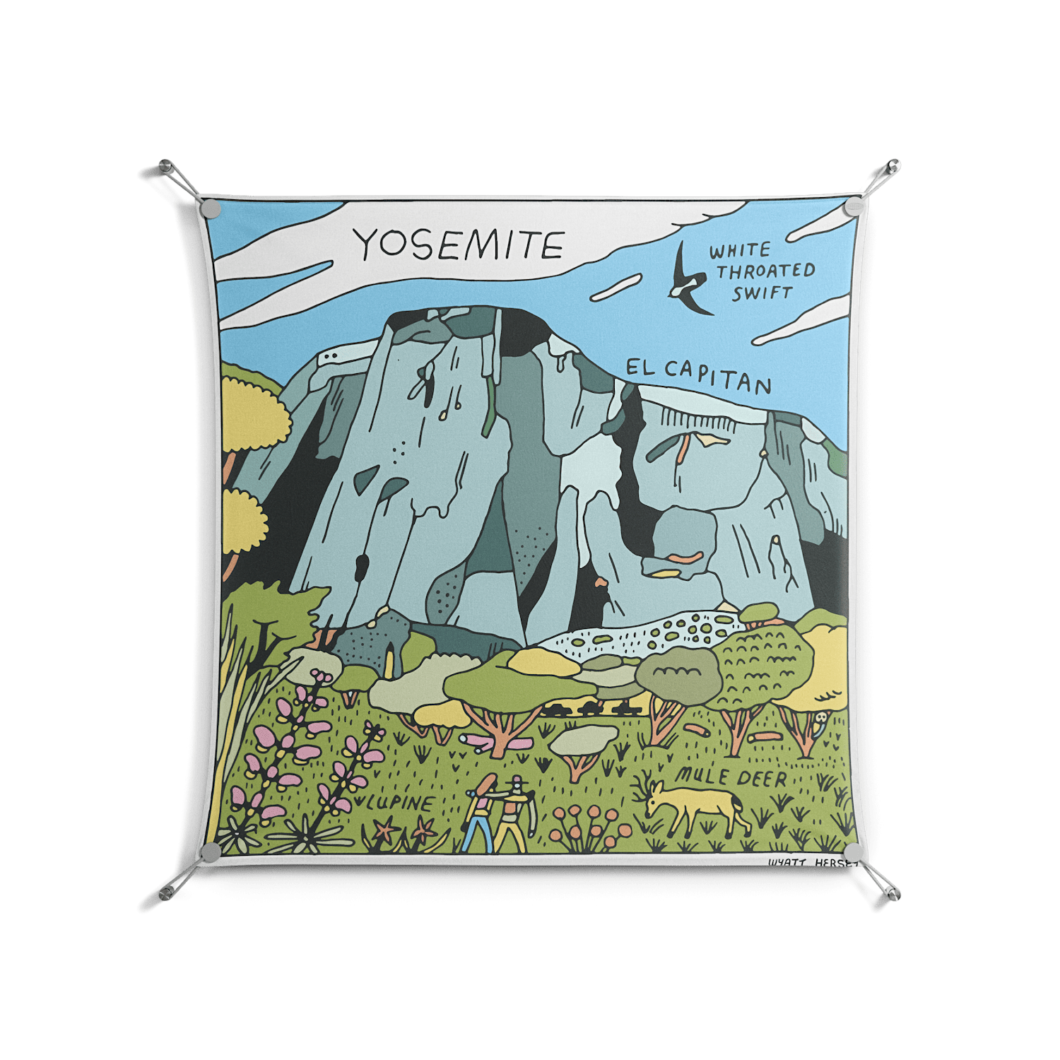 Yosemite - Work On Wall - Wyatt Hersey - Silver - 90 x 90 cm
