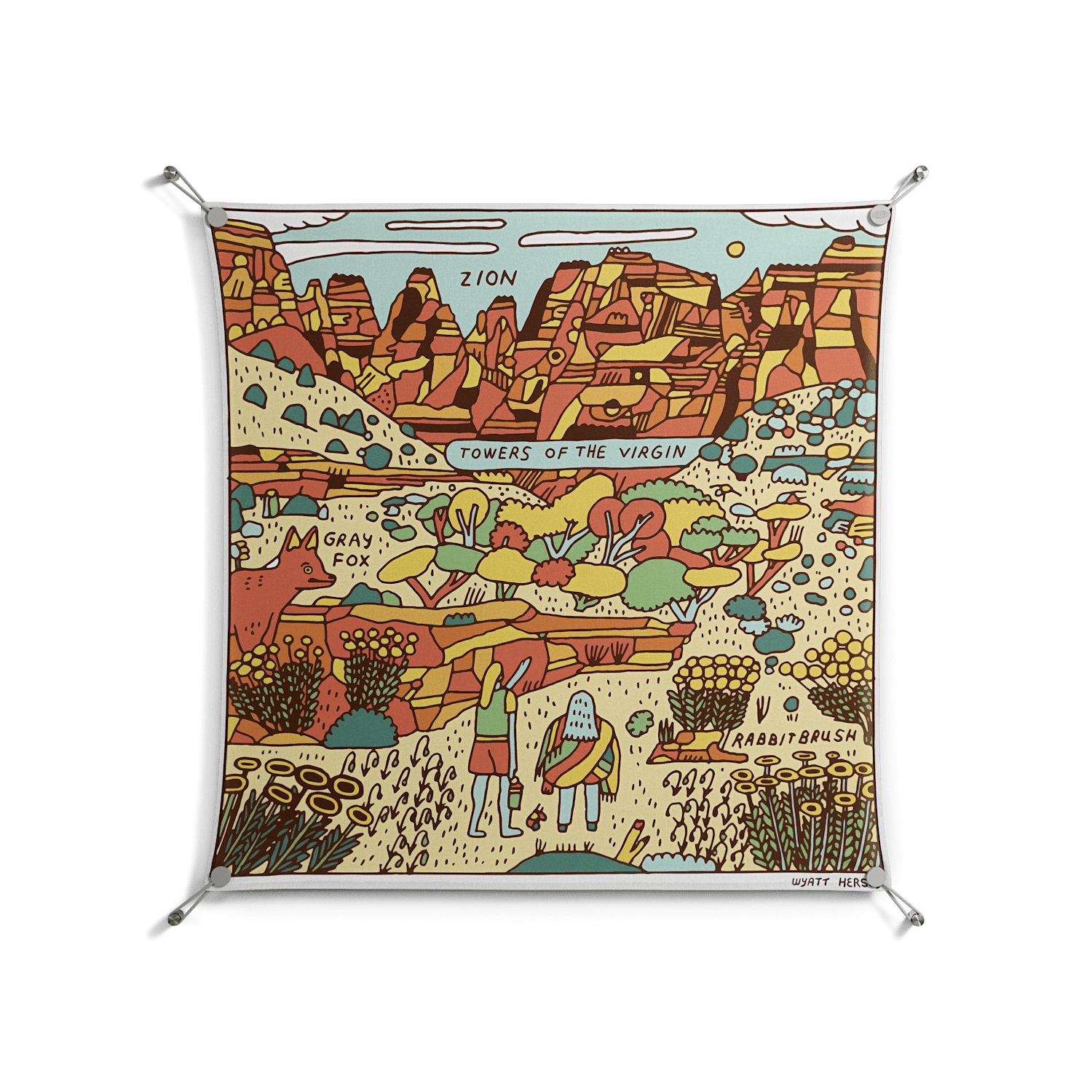 Zion - Work On Wall - Wyatt Hersey - Silver - 90 x 90 cm