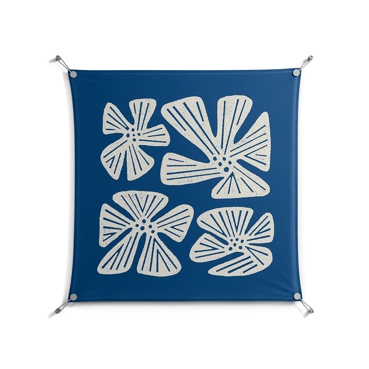 Blue Flower - Work On Wall - Magda March - Silver - 90 x 90 cm