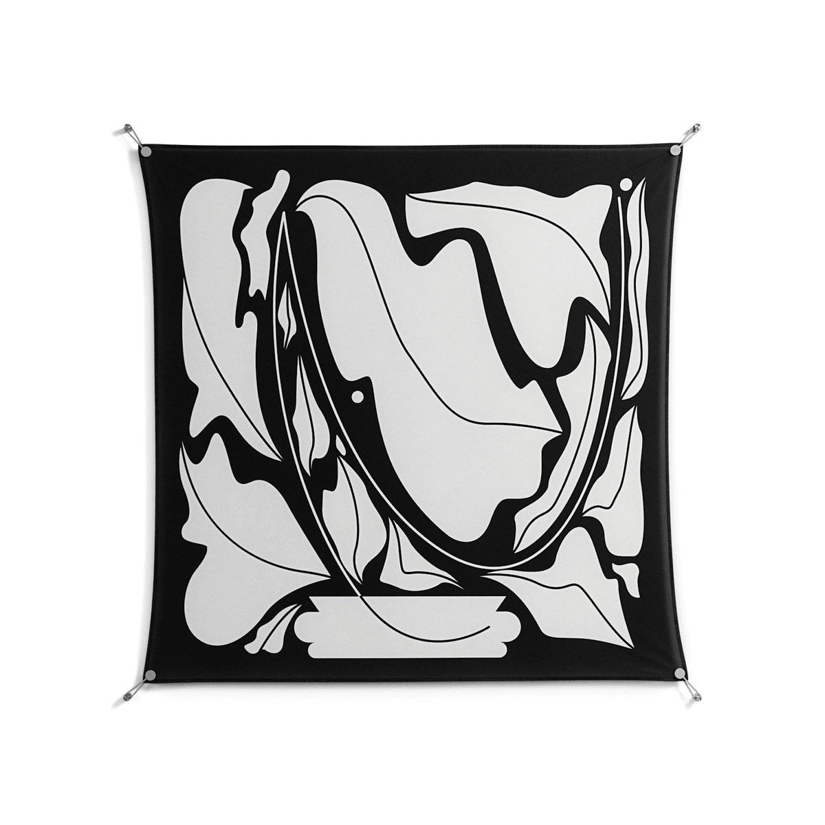 White Flowers - Work On Wall - Konrad Blaszczyk - Silver - 140 x 140 cm