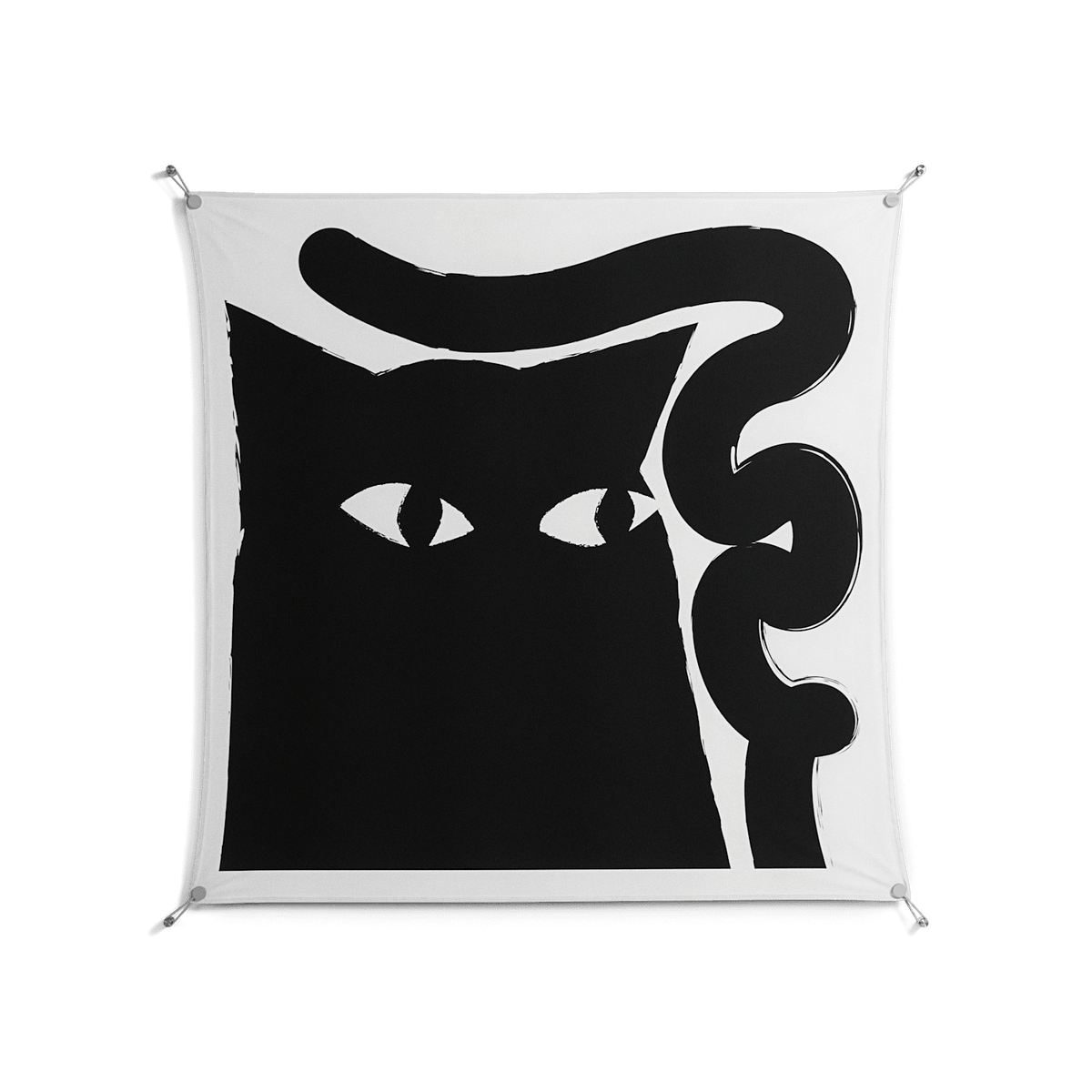 Black Cat - Work On Wall - Konrad Blaszczyk - Silver - 140 x 140 cm