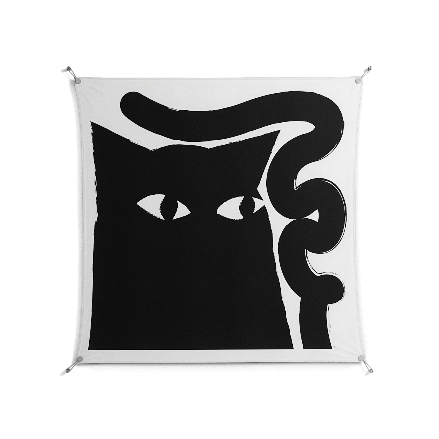 Black Cat - Work On Wall - Konrad Blaszczyk - Silver - 140 x 140 cm