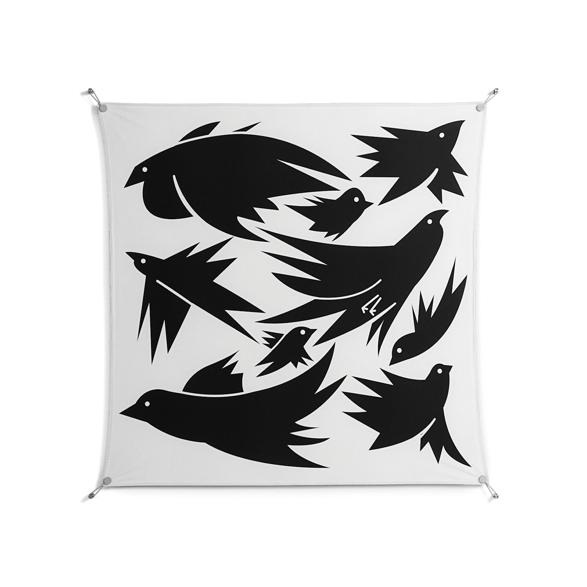 Black Birds - Work On Wall - Konrad Blaszczyk - Silver - 140 x 140 cm
