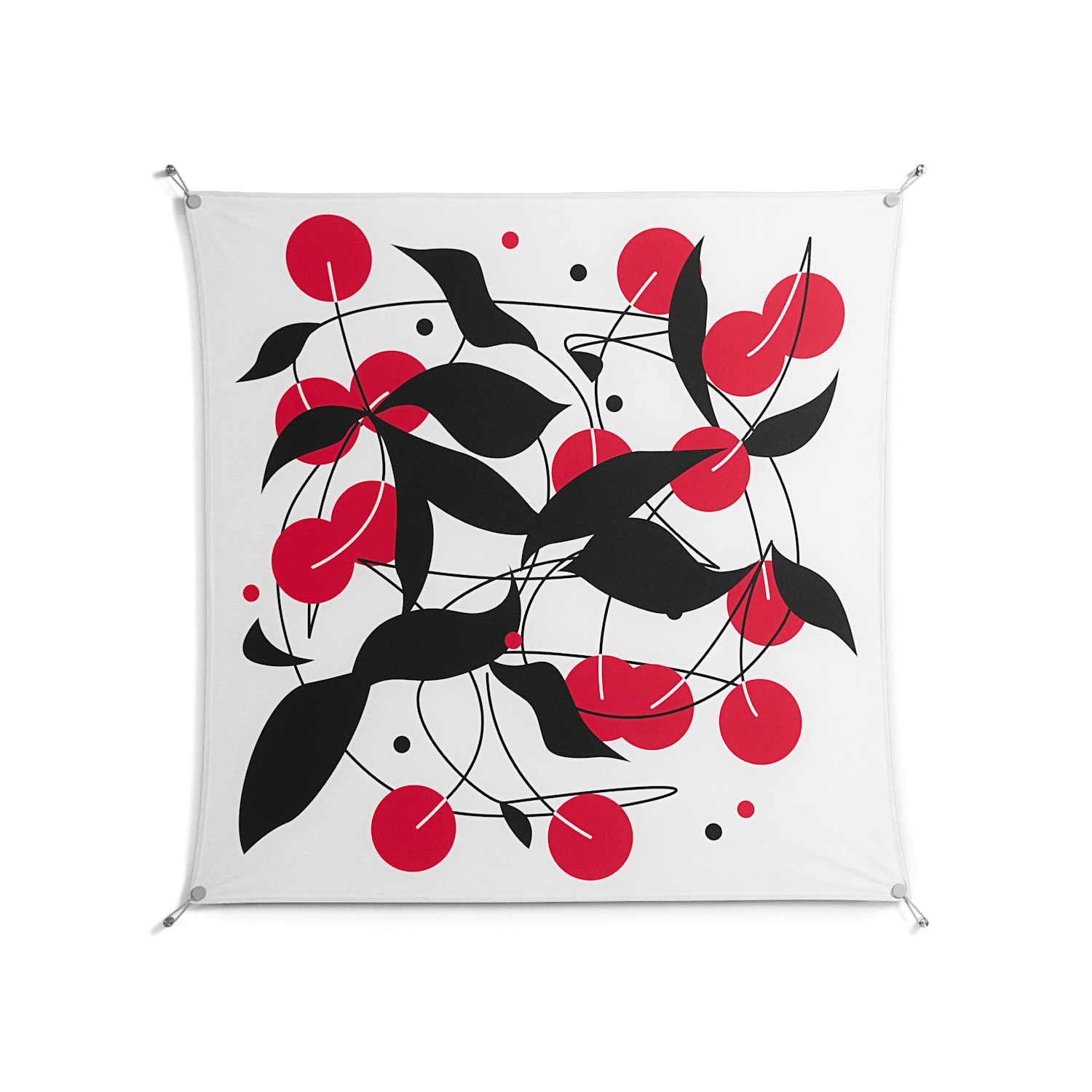 Cherry - Work On Wall - Konrad Blaszczyk - Silver - 140 x 140 cm