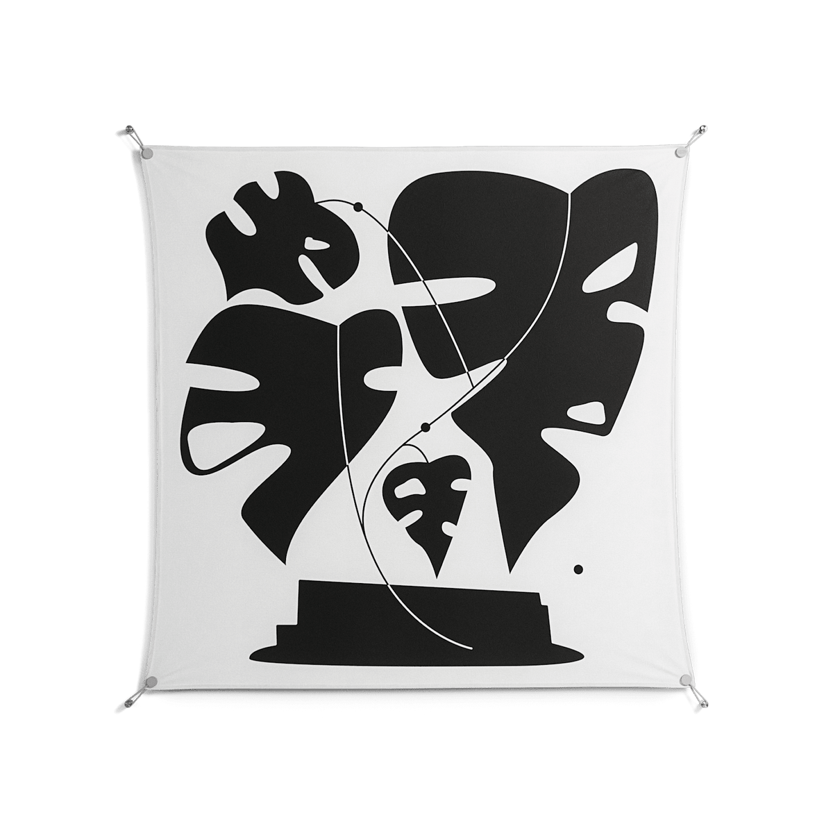 Monstera - Work On Wall - Konrad Blaszczyk - Silver - 140 x 140 cm