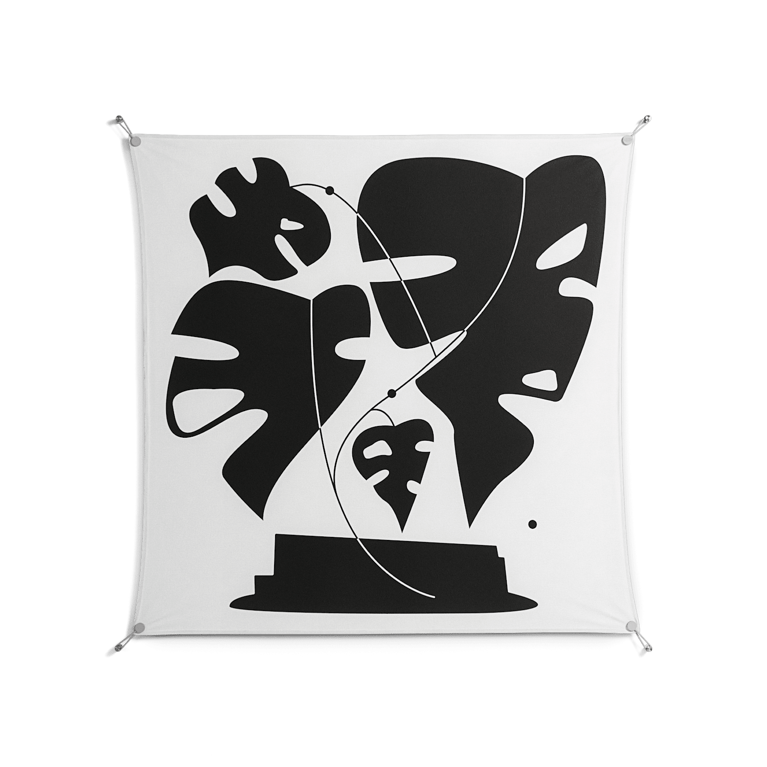 Monstera - Work On Wall - Konrad Blaszczyk - Silver - 140 x 140 cm