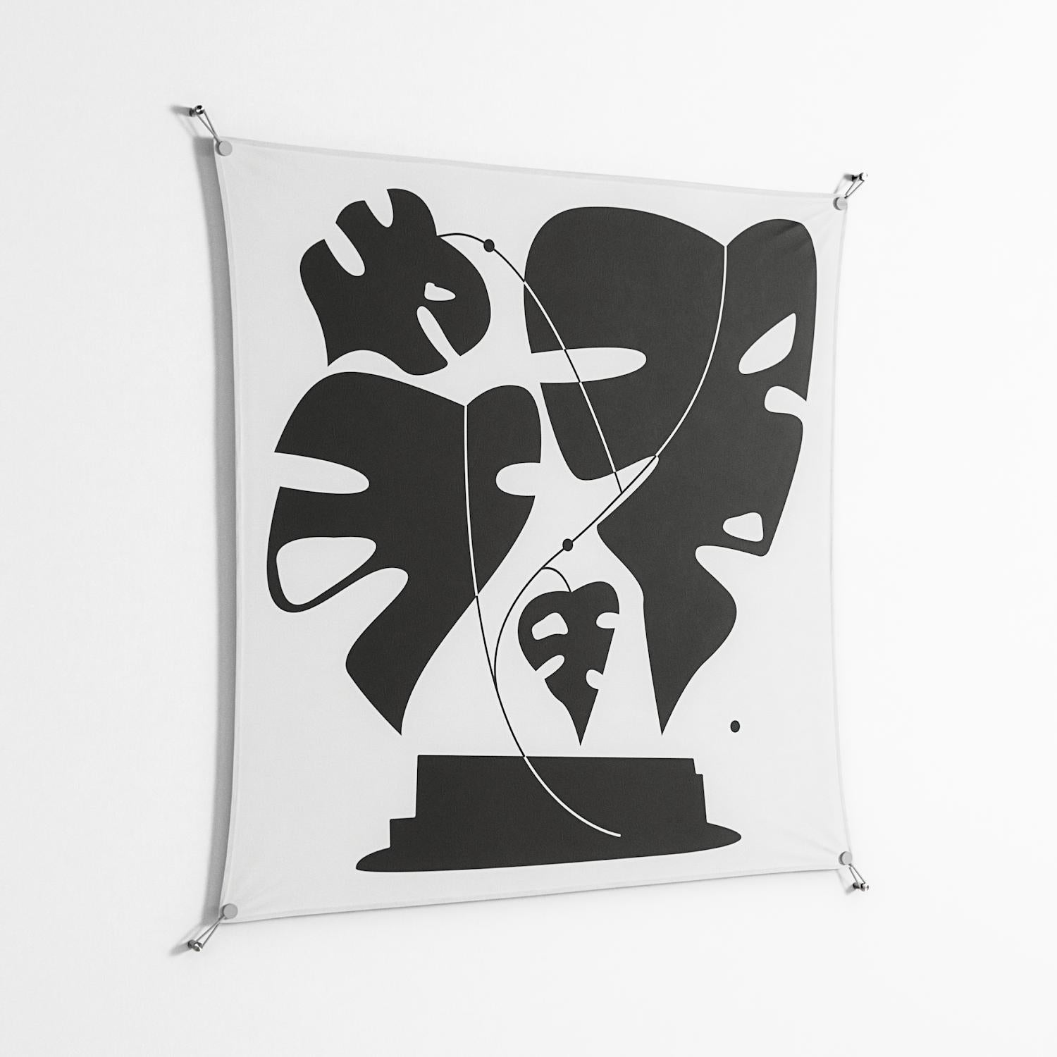 Monstera - Work On Wall - Konrad Blaszczyk - Silver - 140 x 140 cm