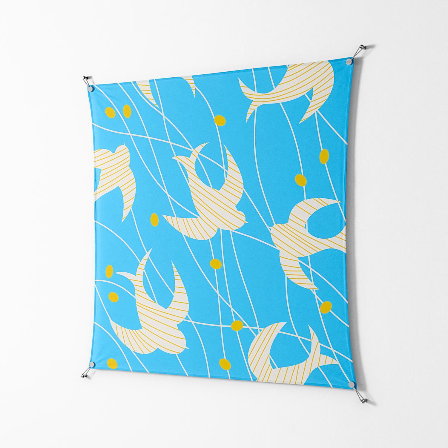 Birds B - Work On Wall - Heather Zhou - Silver - 140 x 140 cm